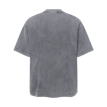 Waffle Henley Zipper Oversize Short Sleeve T-Shirt WN26900
