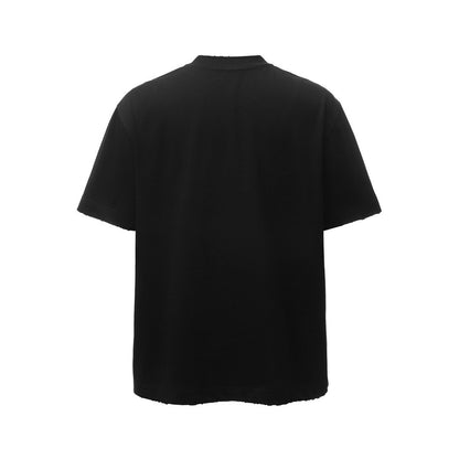 Damage Raw Hem Pocket Oversize Short Sleeve T-Shirt WN26864