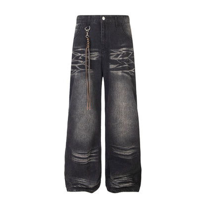 Whisker Lave Jeans de mezclilla recta de baja altura WN11576