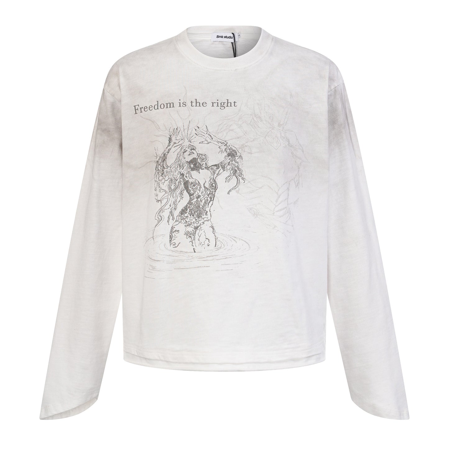 Graphic Print Wash Long Sleeve T-Shirt WN25688