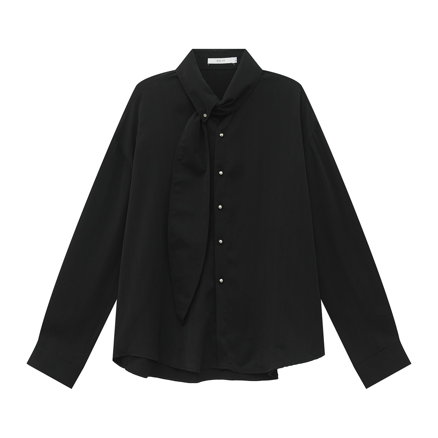 Tie Design Oversize Long Sleeve Shirt WN24944
