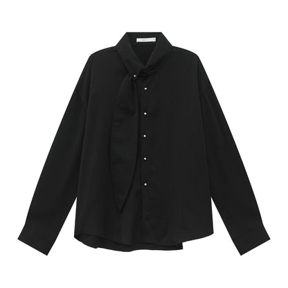 Tie Design Oversize Long Sleeve Shirt WN24944