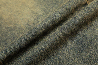 Washed Frayed Wide Leg Straight Denim Jeans WN23039