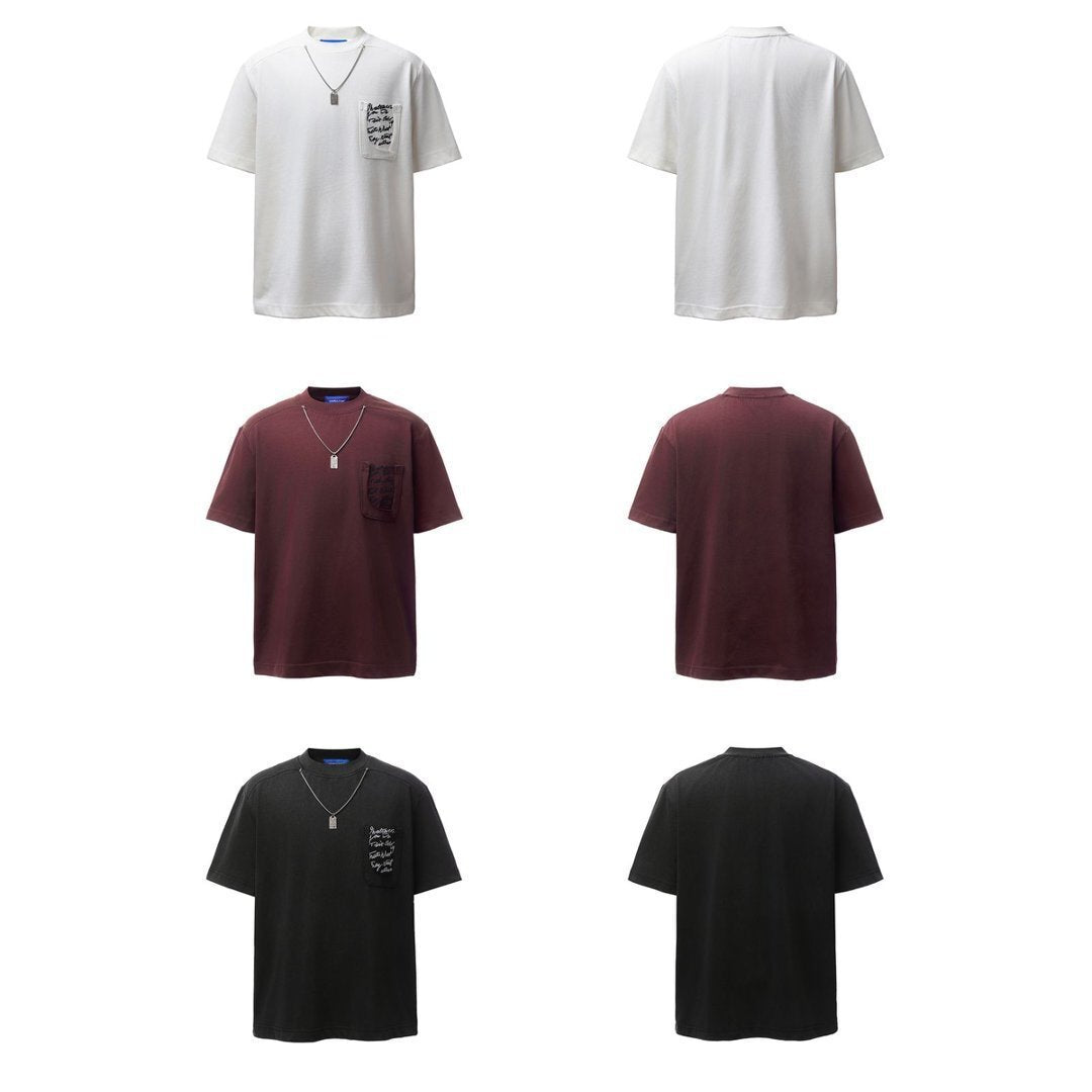 Necklece Design Heavyweight Washed Oversize Short Sleeve T-Shirt WN25730