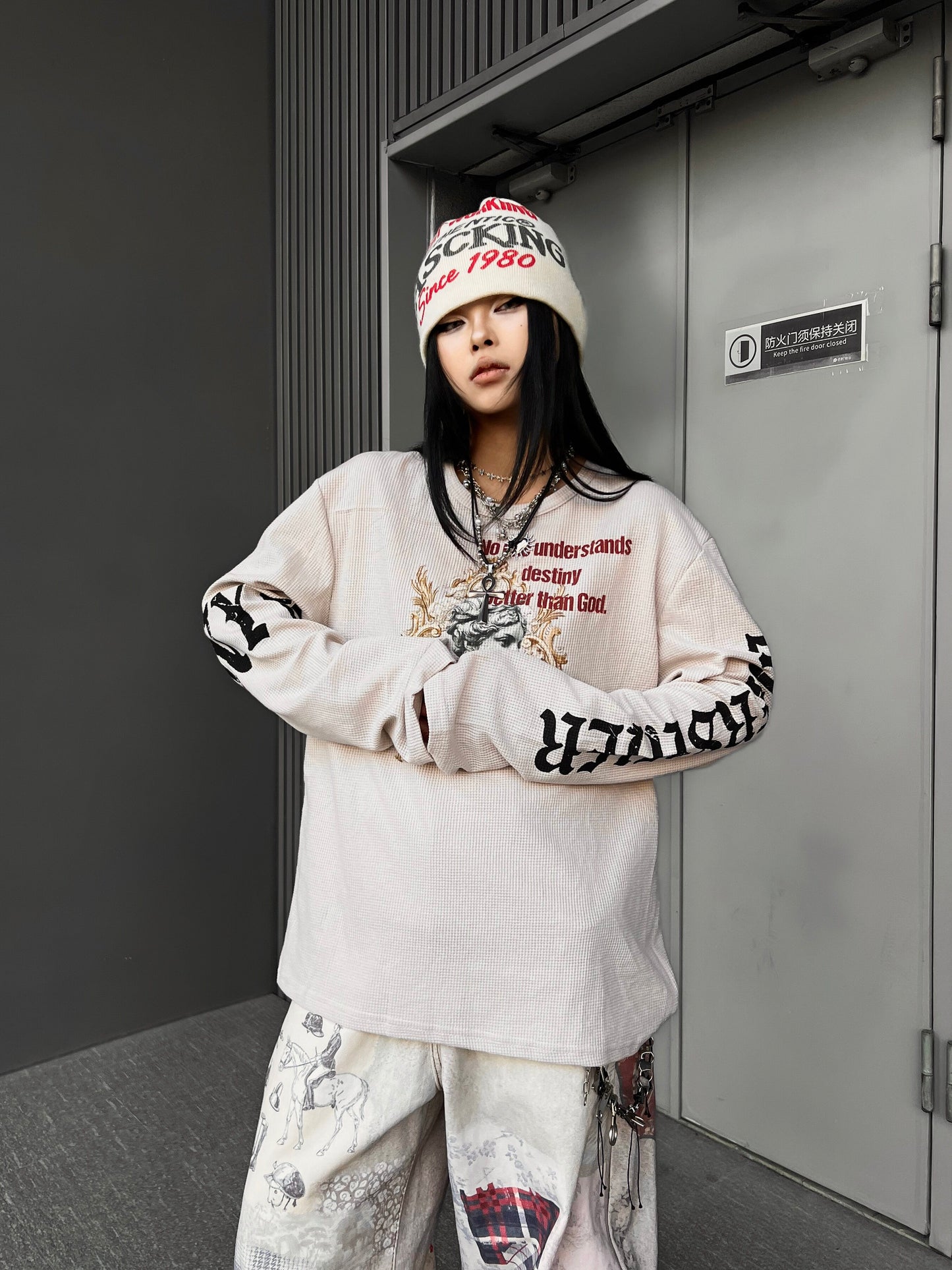 Waffle Oversize Long Sleeve T-Shirt WN24196