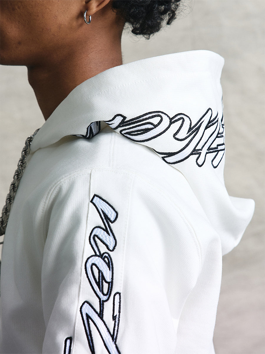 Graphic Applique Embroidery Zipper Hoodie WN20978