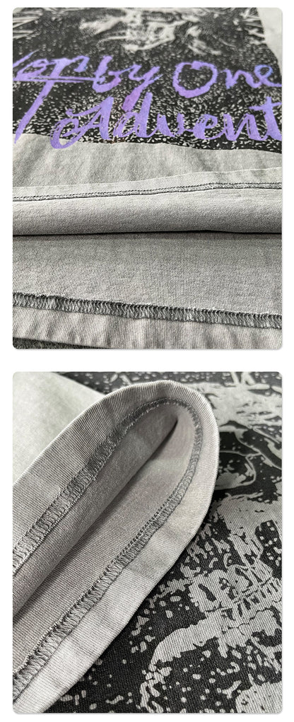 Washed Portrait Print Oversize Short Sleeve T-Shirt WN16258