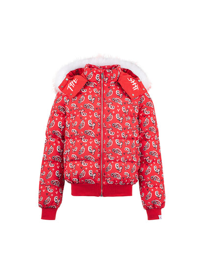 Paisley Hooded White Duck Down Jacket WN21002