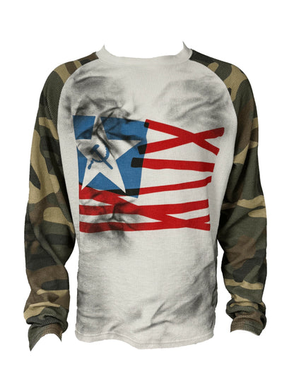 Camouflage Design Print Raglan Long Sleeve T-Shirt WN20962