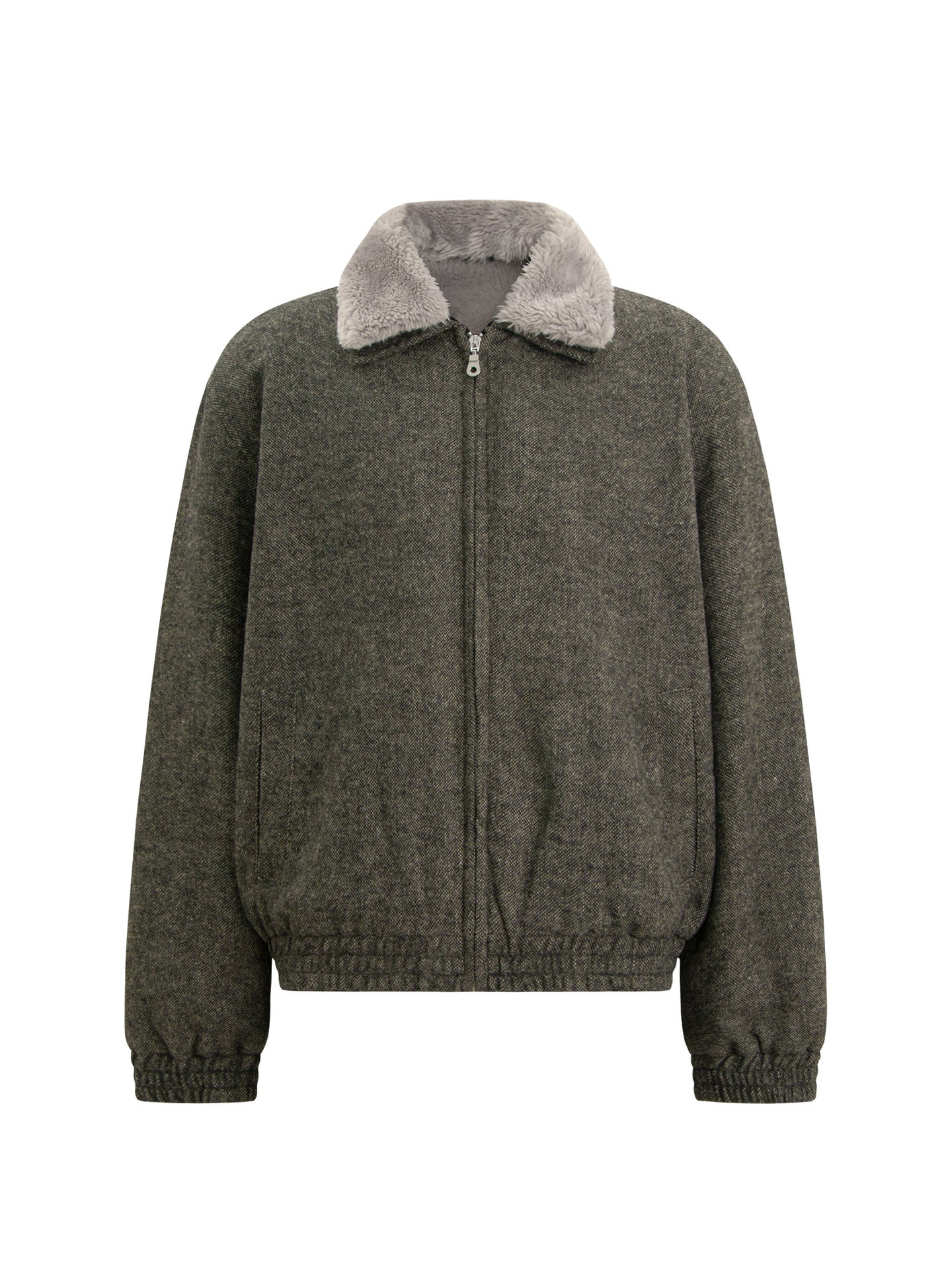 Detachable Fake Fur Collar Zipper Jacket WN26217