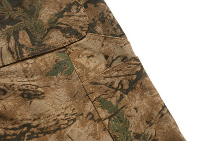Camouflage Tree Print Cargo Pocket Wide Leg Denim Jeans WN28031