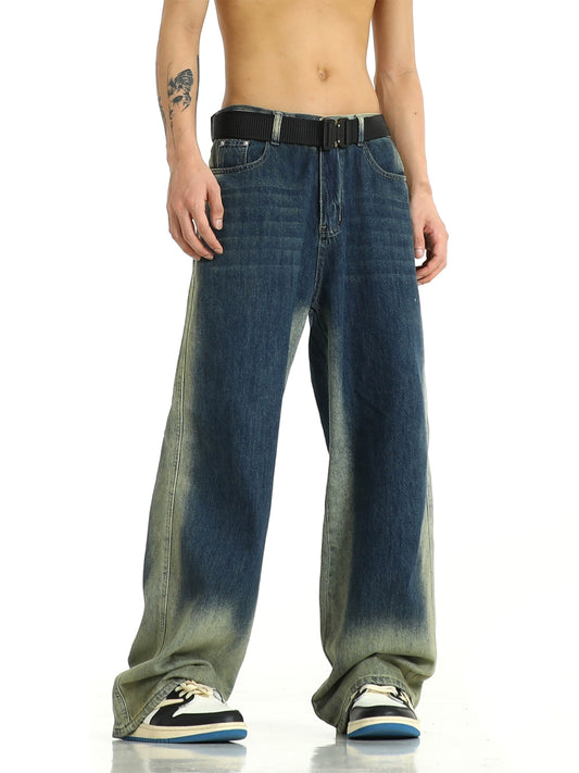 Washed Wide-Leg Straight Denim Jeans WN5746