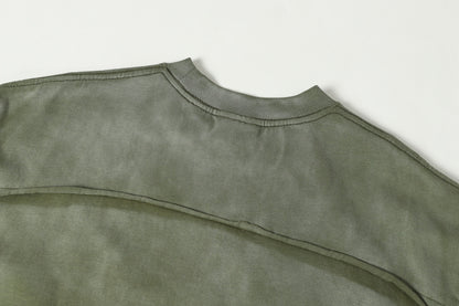 Washed Damage Raw Edge Short Sleeve T-Shirt WN23056