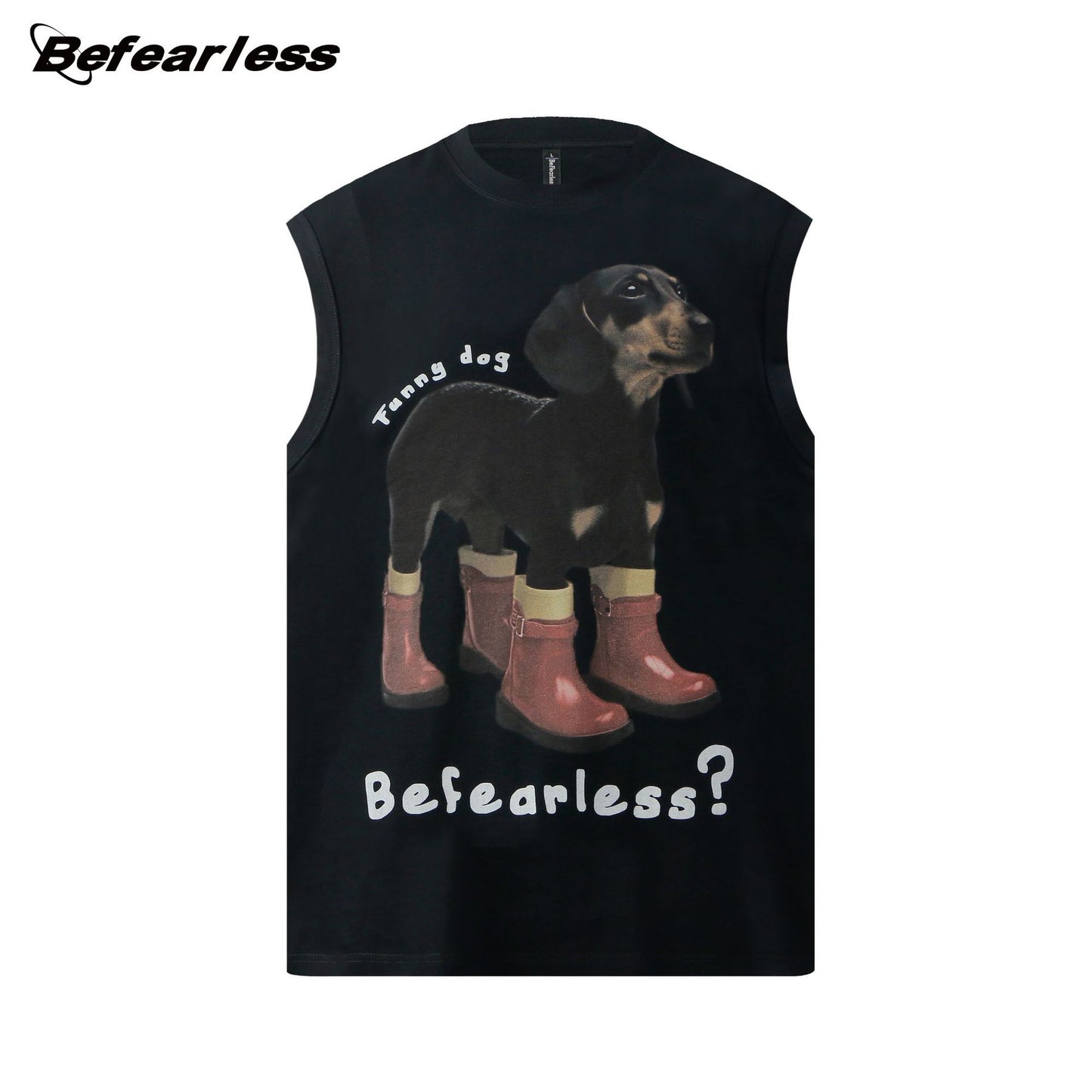 Dog Print Oversize Sleeveless T-Shirt WN26355