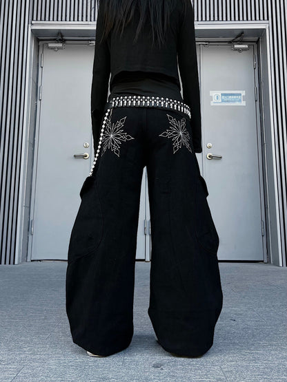Multi Pocket Panel Wide Leg Cargo Pants WN24170