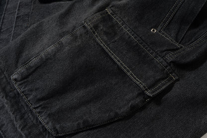 Drawstring Cargo Damage Denim Half Jeans WN25525