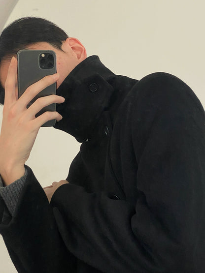 High Slit Single-Breasted Wool Coat WN21595