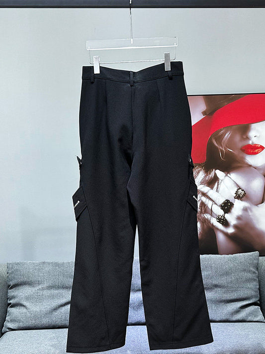 Metal Zipper Strap Deconstructed Straight Trousers WN23908