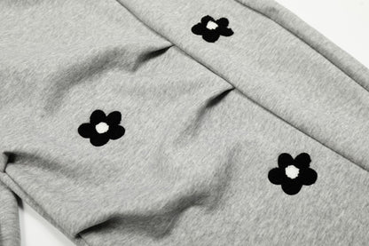 Flower Print Drawstring Wide Leg Sweatpants WN25427