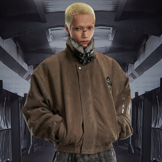 Stand Neck Belted Short Padded Jacket WN22821