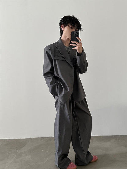 Heavyweight Oversize Tailored Jacket & Wide Leg Tuck-in Trousers Setup WN8922