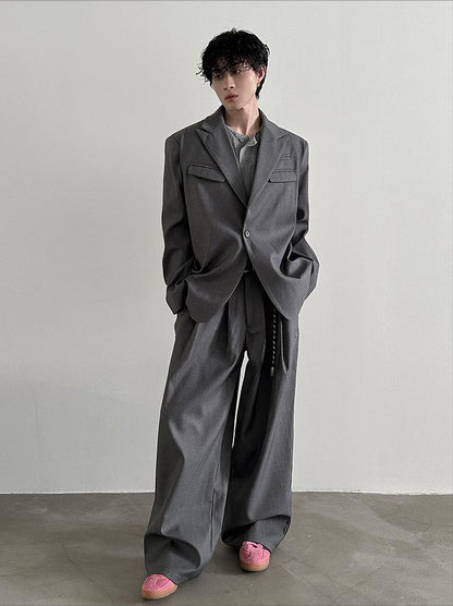 Heavyweight Oversize Tailored Jacket & Wide Leg Tuck-in Trousers Setup WN8922