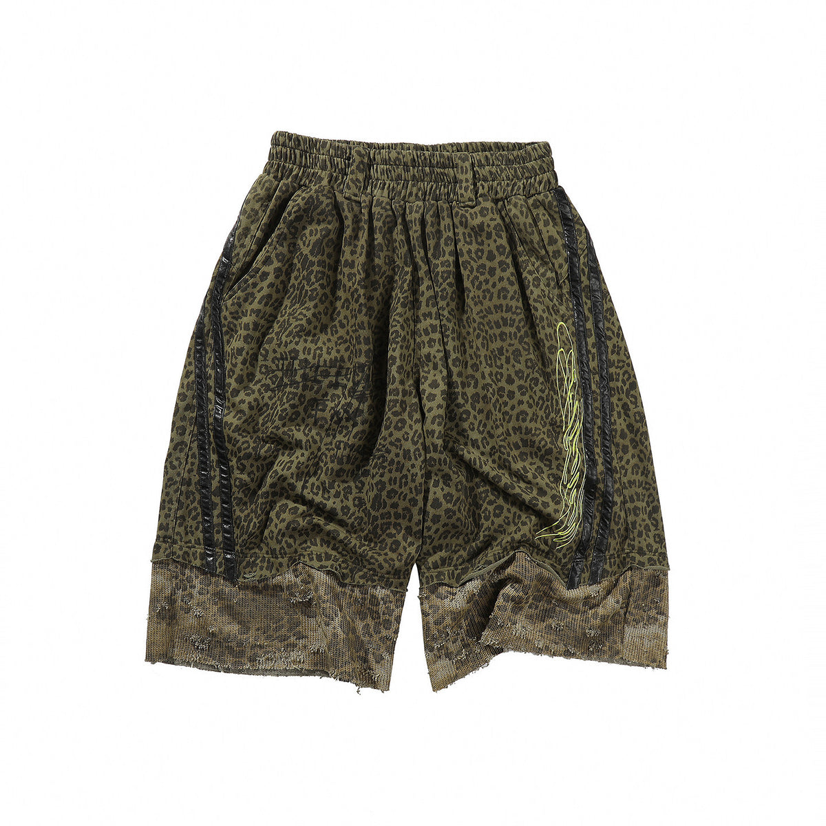 Leopard Print Drawstring Wide Leg Half Pants WN27464