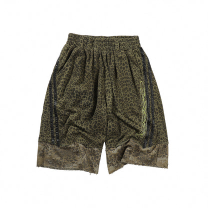 Leopard Print Drawstring Wide Leg Half Pants WN27464