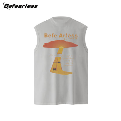 Sunset Print Oversize Sleeveless T-Shirt WN26375