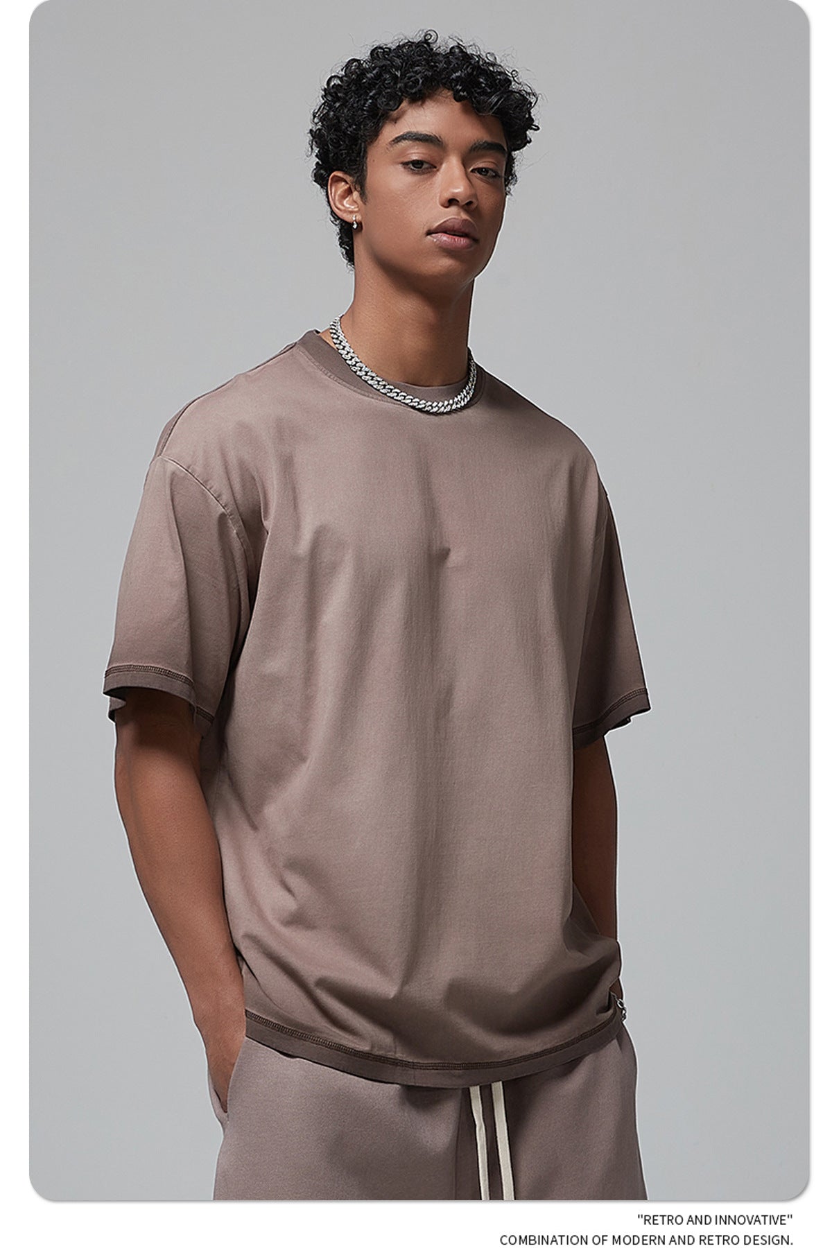 Vintage Dyed Oversize Short-sleeve T-shirt & Vintage Dyed Short Sweatpants Setup WN6642