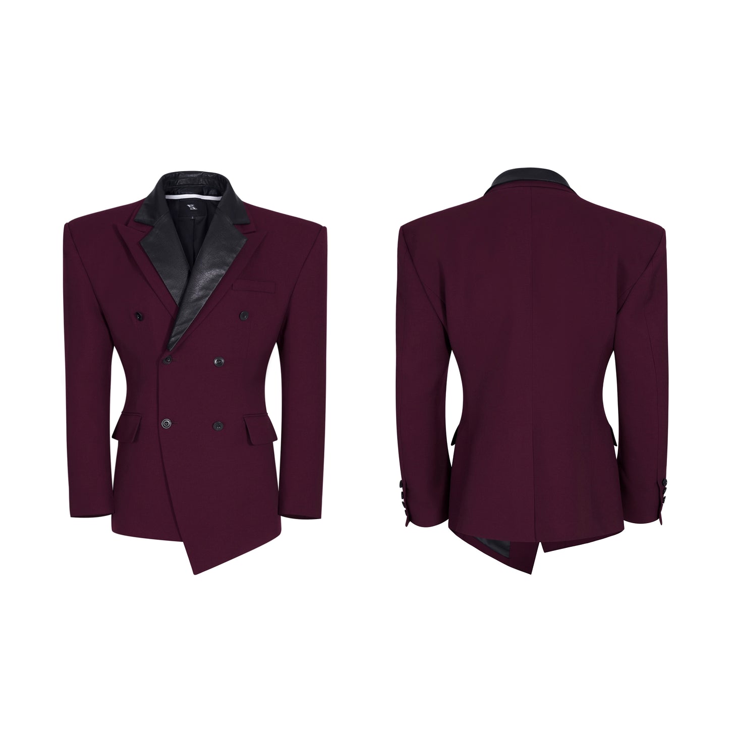 Detachable PU Leather Collar Wool Tailored Jacket & Straight Leg Pants Setup WN21772