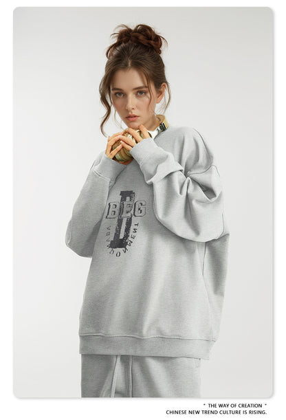 Print Oversize Crewneck Sweatshirt WN9949