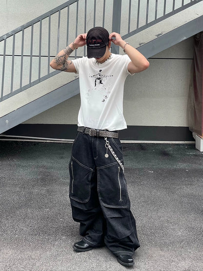 Washed Wide Leg Denim Jeans WN18833