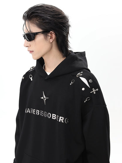 Metal Buckle Pullover Hoodie WN10471