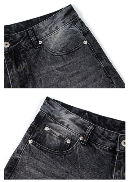 Washed Crinkle Wide Leg Denim Jeans WN26257