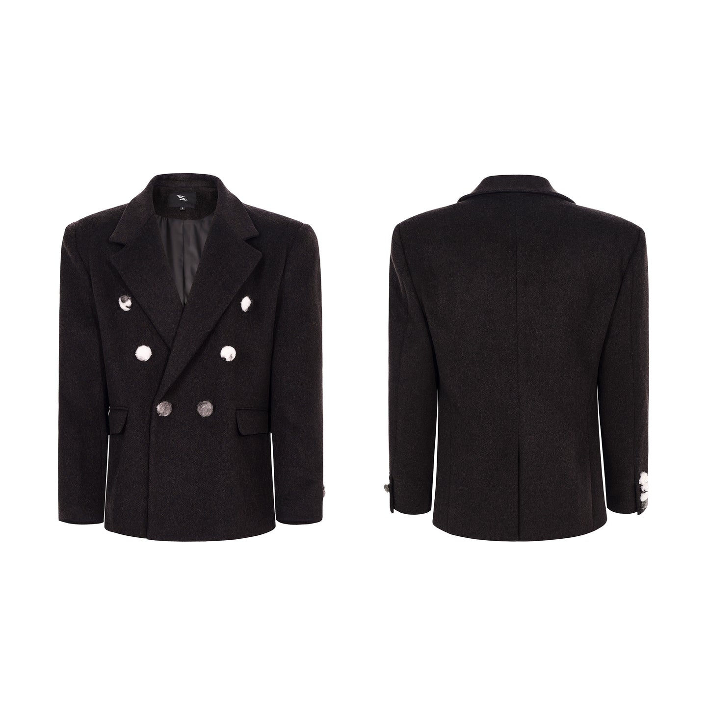 Double-Breasted Shoulder Pad Tailored Jacket WN22655