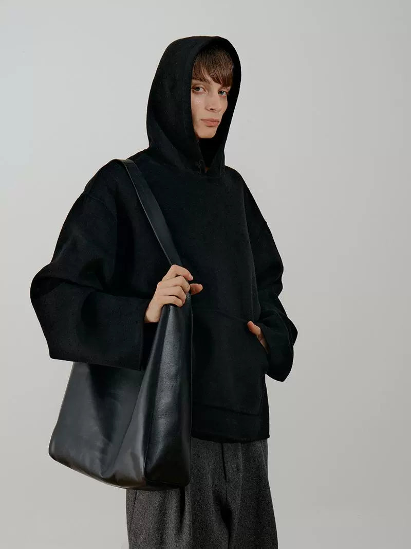 Wool Blend Oversize Lightweight Hoodie WN21586
