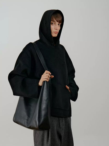 Wool Blend Oversize Lightweight Hoodie WN21586