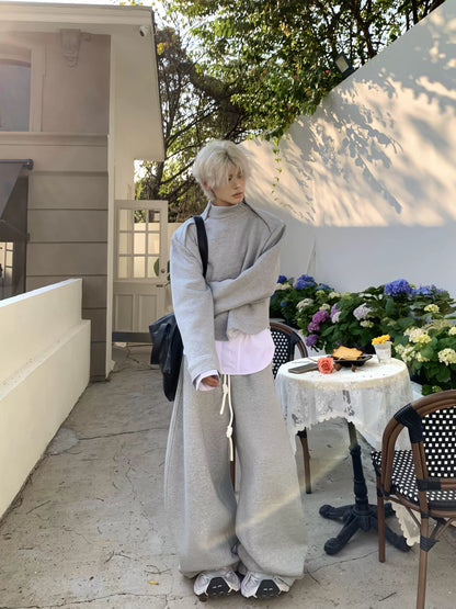 Standing-Neck Zipper Design Pullover Sweatshirt WN19911