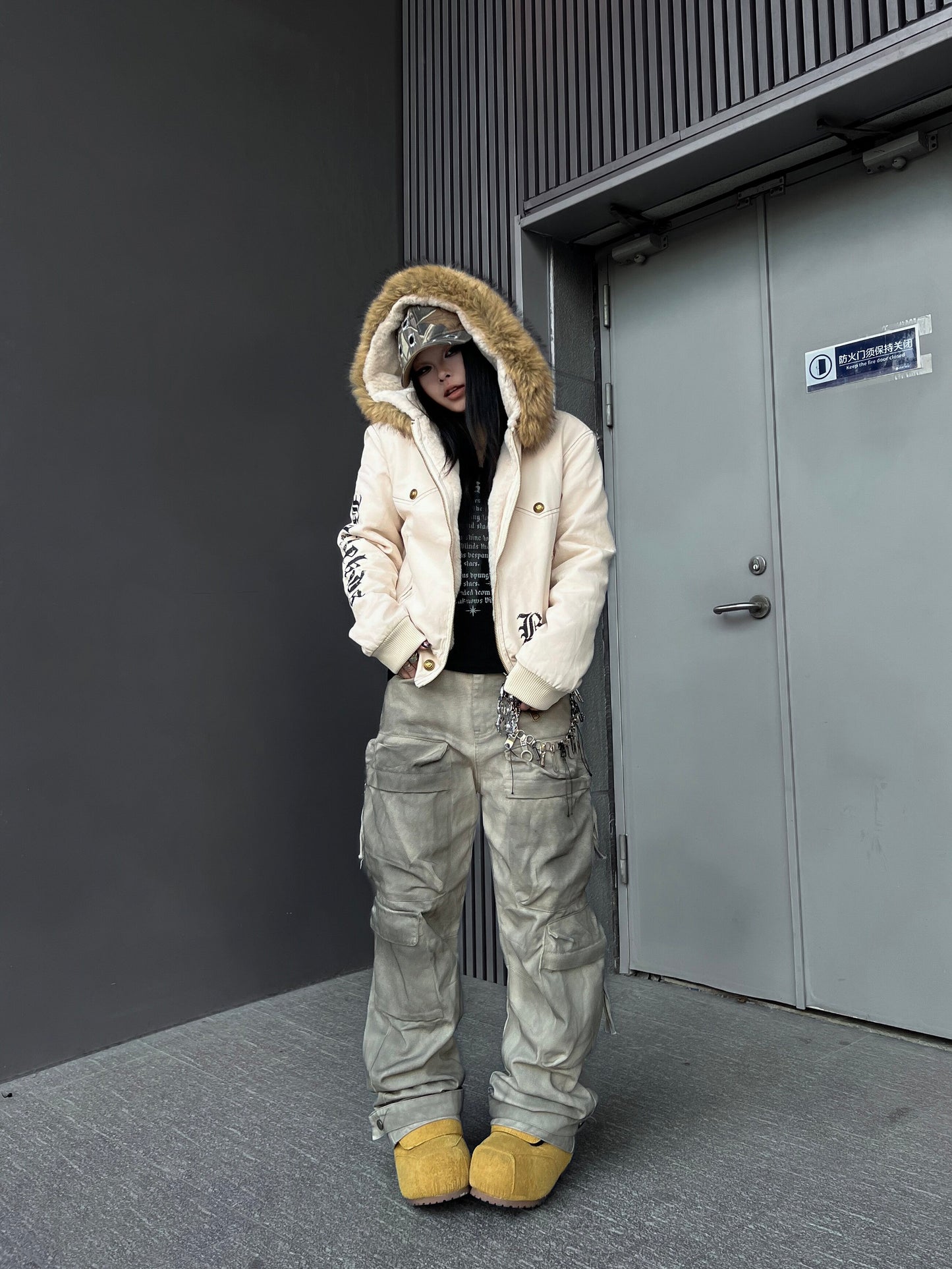 Washed Multi Pocket Wide Leg Cargo Pants WN24176