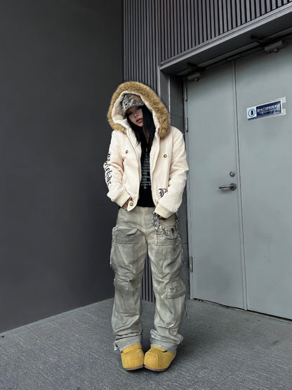 Washed Multi Pocket Wide Leg Cargo Pants WN24176