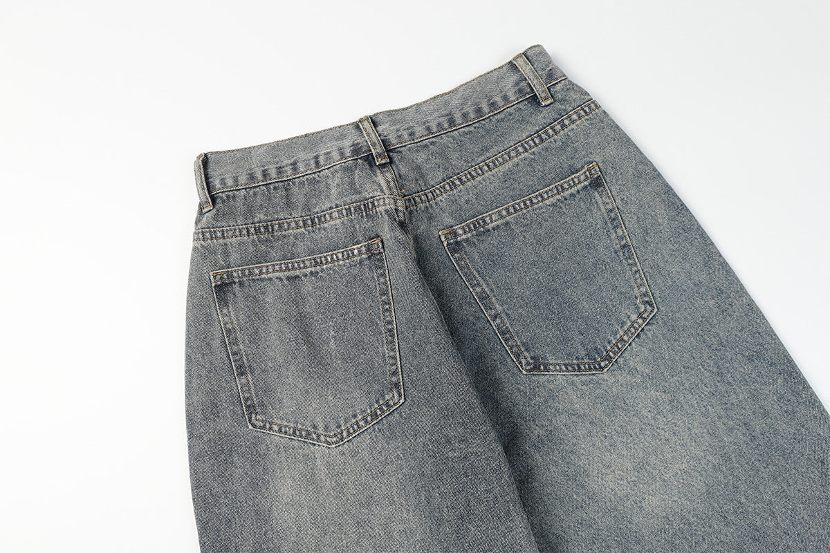 Panel Design Wide Leg Denim Jeans WN25497