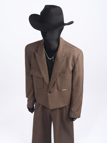 Short Tailored Jacket & Wide Leg Trousers Setup WN23751