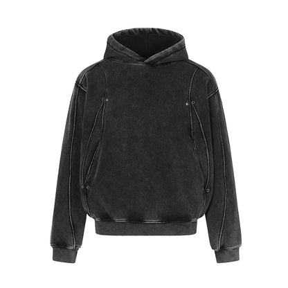 Heavyweight Washed Deconstructed Pullover Hoodie WN23037