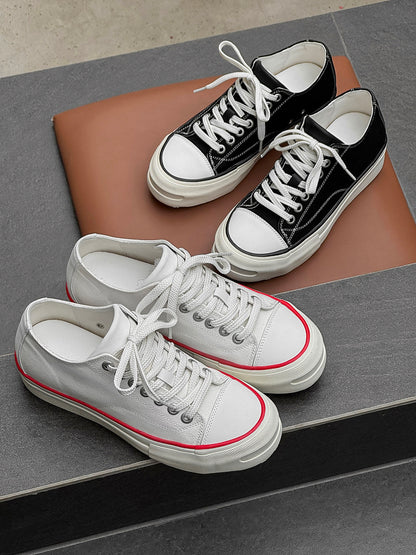 Lace Up Canvas Thick Sole Sneakers WN24501