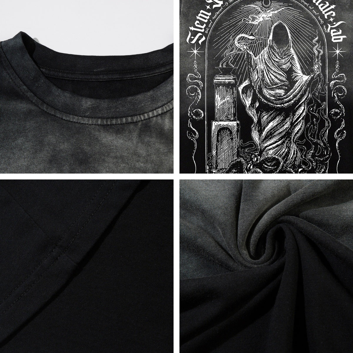 Gradient Gothic Statue Graphic Short Sleeve T-Shirt WN26960
