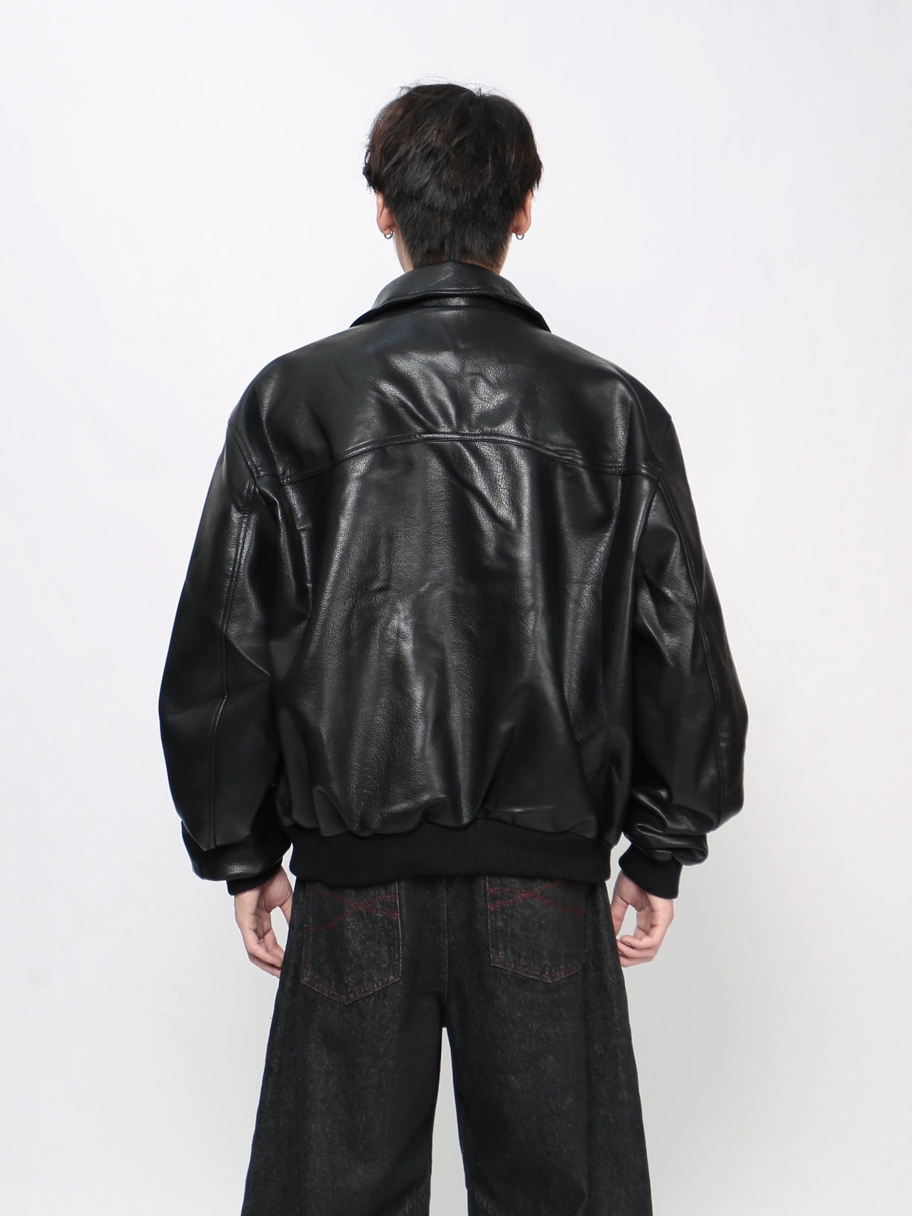 Lychee Texture PU Leather Zipper Jacket WN21022