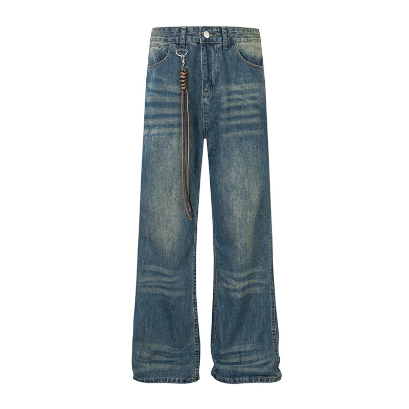 Whisker Lave Jeans de mezclilla recta de baja altura WN11576