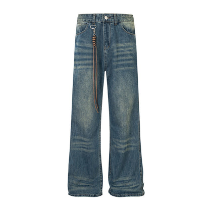 Whisker Lave Jeans de mezclilla recta de baja altura WN11576