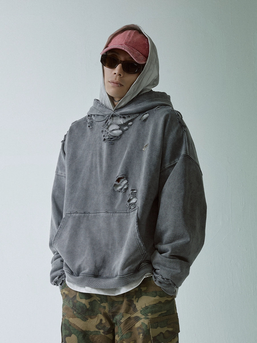 Metal Logo Accent Oversize Hoodie WN12222